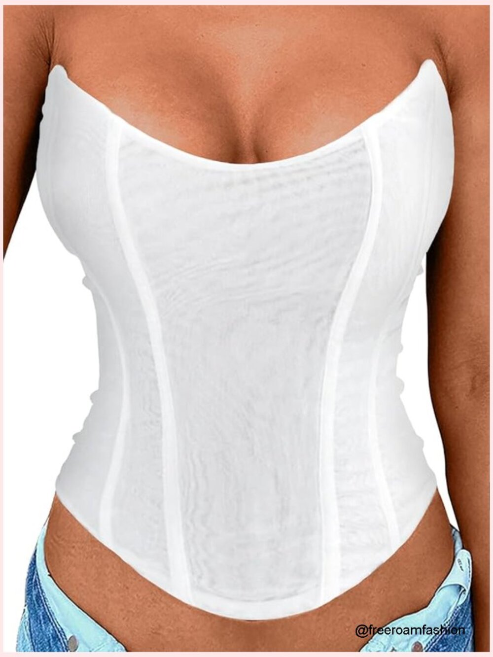 Strapless Mesh Overbust Corset Top Sexy Crop Bustier Push Up Shaping